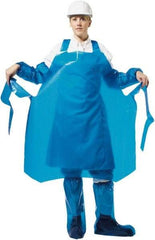 PolyConversions - 35" Wide x 55" Long x 6 mil Thick Chemical Resistant Bib Apron - Polyolefin, Blue, Waterproof, Resists Chemicals, Fats, Oils, Dry Particles, Liquid Splashes - Industrial Tool & Supply