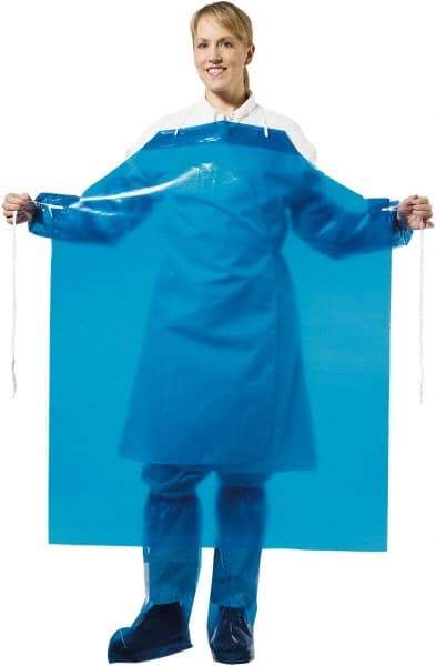 PolyConversions - 35" Wide x 45" Long x 6 mil Thick Chemical Resistant Bib Apron - Polyolefin, Blue, Waterproof, Resists Chemicals, Fats, Oils, Dry Particles, Liquid Splashes - Industrial Tool & Supply