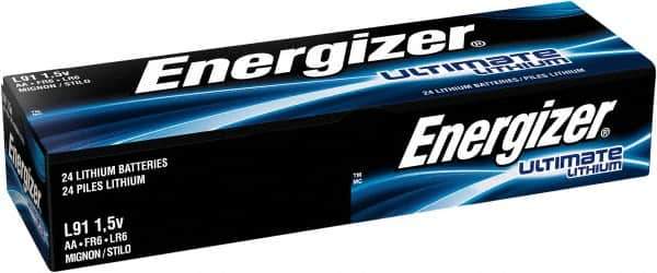 Energizer - Size AA, Lithium, Standard Battery - 1.5 Volts, Button Tab Terminal, FR6 - Industrial Tool & Supply