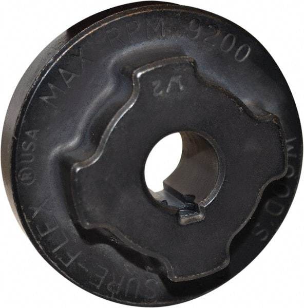TB Wood's - 3/4" Max Bore Diam, 3/16" x 3/32" Keyway Width x Depth, 2-1/2" Hub, 4 Flexible Coupling Flange - 2-1/2" OD, 55/64" OAL, Sintered Steel, Type J - Industrial Tool & Supply