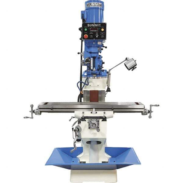 Summit - 9" Table Width x 49" Table Length, Electronic Variable Speed Control, 3 Phase Knee Milling Machine - R8 Spindle Taper, 3 hp - Industrial Tool & Supply