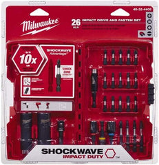 Milwaukee Tool - 26 Piece, Screwdriver Power Bit Set - #1 to #3 Phillips, 1/4 to 9/16" Hex, T20 to T30 Torx - Industrial Tool & Supply