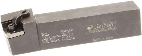 Sumitomo - MCKN, Right Hand Cut, 15° Lead Angle, 1" Shank Height x 1" Shank Width, Negative Rake Indexable Turning Toolholder - 6" OAL, CNMG 432 Insert Compatibility, Series Multi-Option - Industrial Tool & Supply