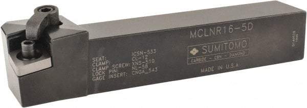 Sumitomo - MCLN, Right Hand Cut, -5° Lead Angle, 1" Shank Height x 1" Shank Width, Negative Rake Indexable Turning Toolholder - 6" OAL, CNMG 543 Insert Compatibility, Series Multi-Option - Industrial Tool & Supply