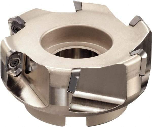 Sumitomo - 5 Inserts, 4" Cut Diam, 1-1/4" Arbor Diam, 1.181" Max Depth of Cut, Indexable Square-Shoulder Face Mill - 2-1/2" High, AECT 1604 Insert Compatibility, Through Coolant, Series WaveMill - Industrial Tool & Supply