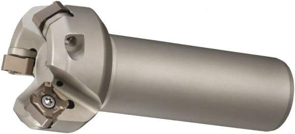 Sumitomo - 45° Lead Angle, 2.567" Max Cut Diam, 2" Min Cut Diam, Indexable Chamfer and Angle End Mill - 5 Inserts, ONMT, SNMT, XNET Insert Style, 3.97" Overall Length, Through Coolant, Straight Shank - Industrial Tool & Supply