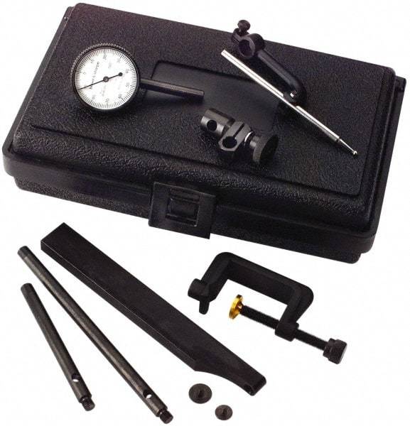 TESA Brown & Sharpe - 8 Piece, 0mm to 0.2mm Measuring Range, 38mm Dial Diam, 0-100 Dial Reading, White Dial Test Indicator Kit - 12.7mm Contact Point Length, 0.001mm Dial Graduation - Industrial Tool & Supply