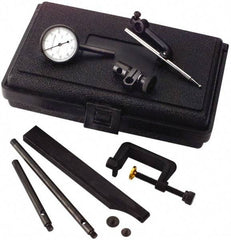 TESA Brown & Sharpe - 8 Piece, 0mm to 0.2mm Measuring Range, 38mm Dial Diam, 0-100 Dial Reading, White Dial Test Indicator Kit - 12.7mm Contact Point Length, 0.001mm Dial Graduation - Industrial Tool & Supply