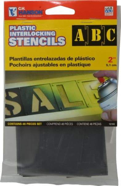 C.H. Hanson - 2 Inch Characters, PVC Plastic Stencil Set - 46 Pieces - Industrial Tool & Supply