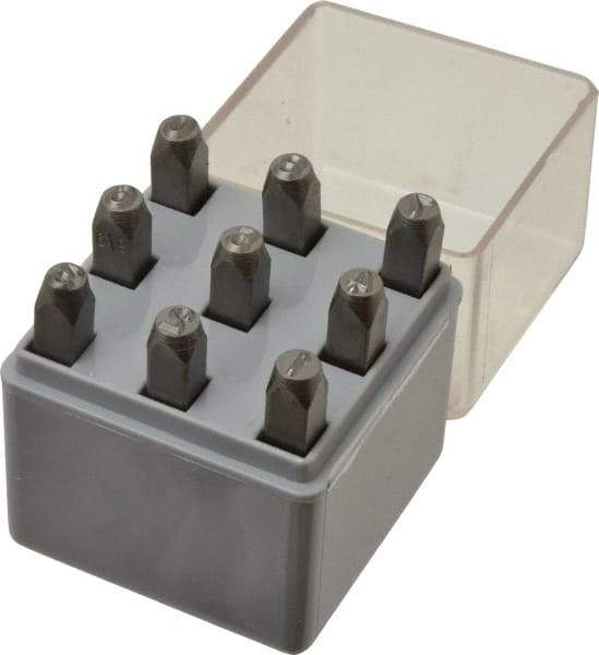 C.H. Hanson - 9 Piece, 3/16" Character Steel Stamp Set - Figures, Standard - Industrial Tool & Supply