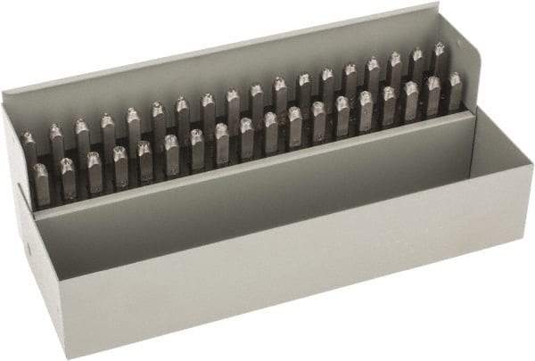 C.H. Hanson - 36 Piece, 1/8" Character Steel Stamp Set - Letters & Figures, Standard - Industrial Tool & Supply