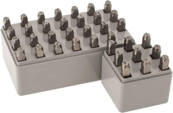 C.H. Hanson - 36 Piece, 3/16" Character Steel Stamp Set - Letters & Figures, Standard - Industrial Tool & Supply