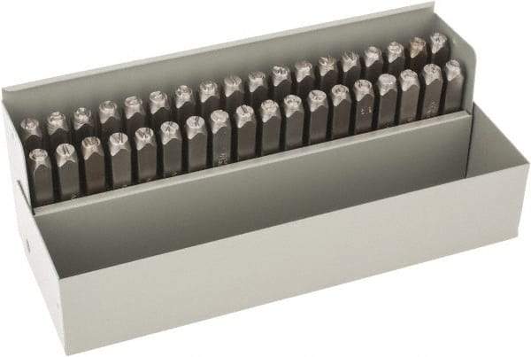 C.H. Hanson - 36 Piece, 1/4" Character Steel Stamp Set - Letters & Figures, Standard - Industrial Tool & Supply