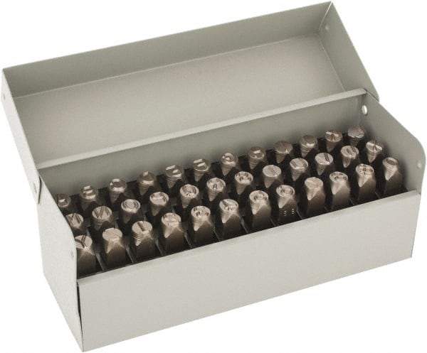 C.H. Hanson - 36 Piece, 3/8" Character Steel Stamp Set - Letters & Figures, Standard - Industrial Tool & Supply