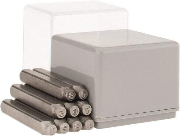 C.H. Hanson - 9 Piece, 1/16" Character Steel Stamp Set - Figures, Heavy Duty - Industrial Tool & Supply