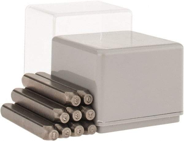 C.H. Hanson - 9 Piece, 3/32" Character Steel Stamp Set - Figures, Heavy Duty - Industrial Tool & Supply