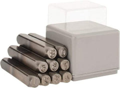 C.H. Hanson - 9 Piece, 1/4" Character Steel Stamp Set - Figures, Heavy Duty - Industrial Tool & Supply