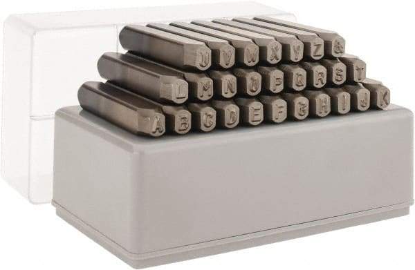 C.H. Hanson - 27 Piece, 3/16" Character Steel Stamp Set - Letters, Reverse - Industrial Tool & Supply