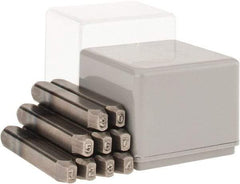 C.H. Hanson - 9 Piece, 1/8" Character Steel Stamp Set - Figures, Reverse - Industrial Tool & Supply