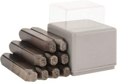 C.H. Hanson - 9 Piece, 1/4" Character Steel Stamp Set - Figures, Low Stress Round Face Dot - Industrial Tool & Supply