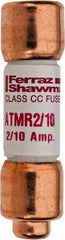 Ferraz Shawmut - 600 VAC/VDC, 0.2 Amp, Fast-Acting General Purpose Fuse - Clip Mount, 1-1/2" OAL, 100 at DC, 200 at AC kA Rating, 13/32" Diam - Industrial Tool & Supply