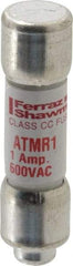 Ferraz Shawmut - 600 VAC/VDC, 1 Amp, Fast-Acting General Purpose Fuse - Clip Mount, 1-1/2" OAL, 100 at DC, 200 at AC kA Rating, 13/32" Diam - Industrial Tool & Supply