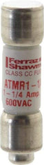 Ferraz Shawmut - 600 VAC/VDC, 1.25 Amp, Fast-Acting General Purpose Fuse - Clip Mount, 1-1/2" OAL, 100 at DC, 200 at AC kA Rating, 13/32" Diam - Industrial Tool & Supply
