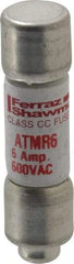 Ferraz Shawmut - 600 VAC/VDC, 6 Amp, Fast-Acting General Purpose Fuse - Clip Mount, 1-1/2" OAL, 100 at DC, 200 at AC kA Rating, 13/32" Diam - Industrial Tool & Supply