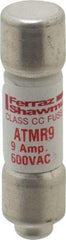 Ferraz Shawmut - 600 VAC/VDC, 9 Amp, Fast-Acting General Purpose Fuse - Clip Mount, 1-1/2" OAL, 100 at DC, 200 at AC kA Rating, 13/32" Diam - Industrial Tool & Supply