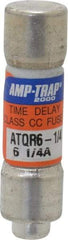 Ferraz Shawmut - 300 VDC, 600 VAC, 6.25 Amp, Time Delay General Purpose Fuse - Clip Mount, 1-1/2" OAL, 100 at DC, 200 at AC kA Rating, 13/32" Diam - Industrial Tool & Supply