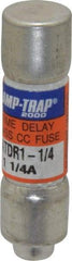 Ferraz Shawmut - 300 VDC, 600 VAC, 1.25 Amp, Time Delay General Purpose Fuse - Clip Mount, 1-1/2" OAL, 100 at DC, 200 at AC kA Rating, 13/32" Diam - Industrial Tool & Supply