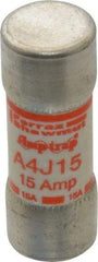 Ferraz Shawmut - 300 VDC, 600 VAC, 15 Amp, Fast-Acting General Purpose Fuse - Clip Mount, 2-1/4" OAL, 100 at DC, 200 at AC kA Rating, 13/16" Diam - Industrial Tool & Supply