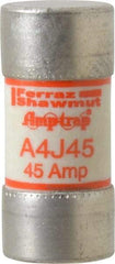 Ferraz Shawmut - 300 VDC, 600 VAC, 45 Amp, Fast-Acting General Purpose Fuse - Clip Mount, 2-3/8" OAL, 100 at DC, 200 at AC kA Rating, 1-1/16" Diam - Industrial Tool & Supply