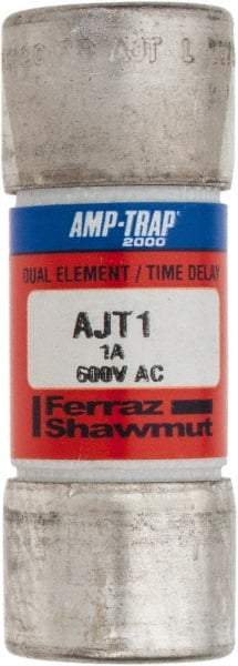 Ferraz Shawmut - 500 VDC, 600 VAC, 1 Amp, Time Delay General Purpose Fuse - Clip Mount, 2-1/4" OAL, 100 at DC, 200 at AC, 300 (Self-Certified) kA Rating, 13/16" Diam - Industrial Tool & Supply