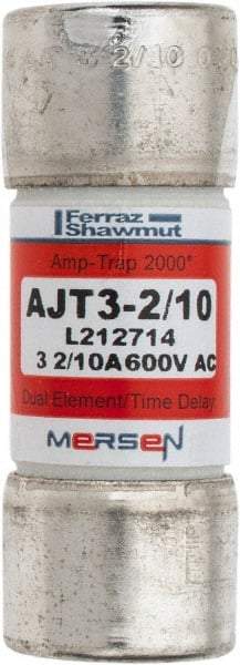 Ferraz Shawmut - 500 VDC, 600 VAC, 3.2 Amp, Time Delay General Purpose Fuse - Clip Mount, 2-1/4" OAL, 100 at DC, 200 at AC, 300 (Self-Certified) kA Rating, 13/16" Diam - Industrial Tool & Supply