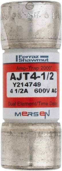 Ferraz Shawmut - 500 VDC, 600 VAC, 4.5 Amp, Time Delay General Purpose Fuse - Clip Mount, 2-1/4" OAL, 100 at DC, 200 at AC, 300 (Self-Certified) kA Rating, 13/16" Diam - Industrial Tool & Supply