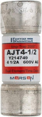 Ferraz Shawmut - 500 VDC, 600 VAC, 4.5 Amp, Time Delay General Purpose Fuse - Clip Mount, 2-1/4" OAL, 100 at DC, 200 at AC, 300 (Self-Certified) kA Rating, 13/16" Diam - Industrial Tool & Supply