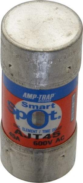 Ferraz Shawmut - 500 VDC, 600 VAC, 45 Amp, Time Delay General Purpose Fuse - Clip Mount, 2-3/8" OAL, 100 at DC, 200 at AC, 300 (Self-Certified) kA Rating, 1-1/16" Diam - Industrial Tool & Supply