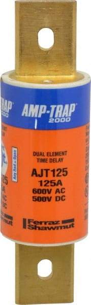 Ferraz Shawmut - 500 VDC, 600 VAC, 125 Amp, Time Delay General Purpose Fuse - Clip Mount, 5-3/4" OAL, 100 at DC, 200 at AC, 300 (Self-Certified) kA Rating, 1-5/8" Diam - Industrial Tool & Supply