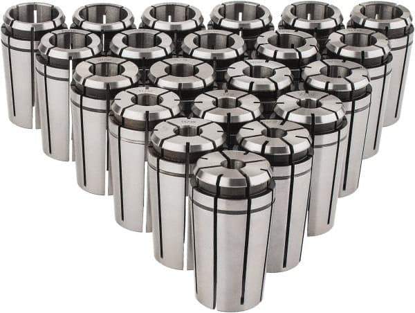 Centaur - 21 Piece, 3/8" to 1" Capacity, Single Angle Collet Set - Series TG/PG 100 - Exact Industrial Supply