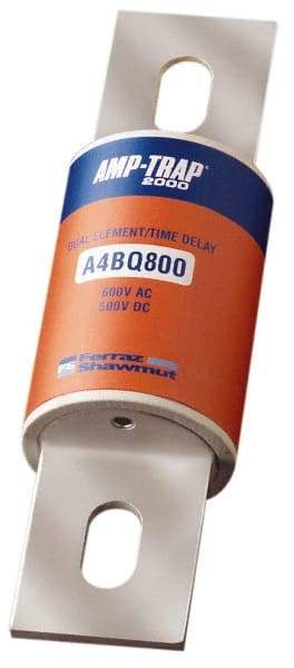 Ferraz Shawmut - 500 VDC, 600 VAC, 800 Amp, Time Delay General Purpose Fuse - Bolt-on Mount, 10-3/4" OAL, 100 at DC, 200 at AC, 300 (Self-Certified) kA Rating, 2-1/2" Diam - Industrial Tool & Supply