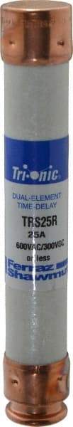 Ferraz Shawmut - 300 VDC, 600 VAC, 25 Amp, Time Delay General Purpose Fuse - Clip Mount, 127mm OAL, 20 at DC, 200 at AC kA Rating, 13/16" Diam - Industrial Tool & Supply
