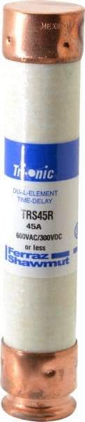Ferraz Shawmut - 300 VDC, 600 VAC, 45 Amp, Time Delay General Purpose Fuse - Clip Mount, 5-1/2" OAL, 20 at DC, 200 at AC kA Rating, 1-1/16" Diam - Industrial Tool & Supply