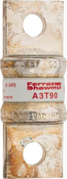 Ferraz Shawmut - 160 VDC, 300 VAC, 90 Amp, Fast-Acting General Purpose Fuse - Bolt-on Mount, 2-5/32" OAL, 200 at AC, 50 at DC kA Rating, 13/16" Diam - Industrial Tool & Supply