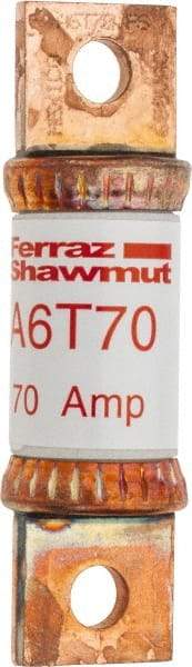 Ferraz Shawmut - 300 VDC & 600 VAC, 70 Amp, Fast-Acting General Purpose Fuse - Bolt-on Mount, 75mm OAL, 100 at DC, 200 at AC kA Rating, 13/16" Diam - Industrial Tool & Supply