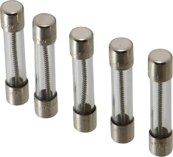 Ferraz Shawmut - 250 VAC, 5 Amp, Time Delay Miniature Glass Fuse - Clip Mount, 1-1/4" OAL, 1/4" Diam - Industrial Tool & Supply