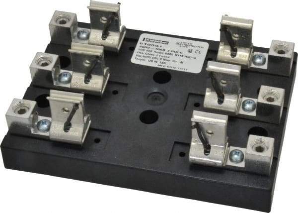 Ferraz Shawmut - 3 Pole, 6 to 2/0 AWG, 600 VAC/VDC, 100 Amp, Screw Mount Fuse Block - 4 Inch Long x 4.65 Inch Wide x 2.21 Inch High Block - Industrial Tool & Supply