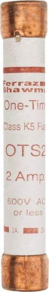 Ferraz Shawmut - 300 VDC, 600 VAC, 2 Amp, Fast-Acting General Purpose Fuse - Clip Mount, 127mm OAL, 20 at DC, 50 at AC kA Rating, 13/16" Diam - Industrial Tool & Supply