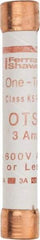 Ferraz Shawmut - 300 VDC, 600 VAC, 3 Amp, Fast-Acting General Purpose Fuse - Clip Mount, 127mm OAL, 20 at DC, 50 at AC kA Rating, 13/16" Diam - Industrial Tool & Supply