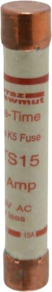 Ferraz Shawmut - 300 VDC, 600 VAC, 15 Amp, Fast-Acting General Purpose Fuse - Clip Mount, 127mm OAL, 20 at DC, 50 at AC kA Rating, 13/16" Diam - Industrial Tool & Supply